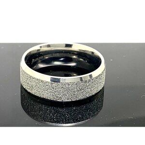 Men's Wedding Band Glitz Silver Tone Stainless Steel 8mm Size 12